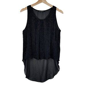 William B. Black Beaded Chiffon Tank Top Size Small